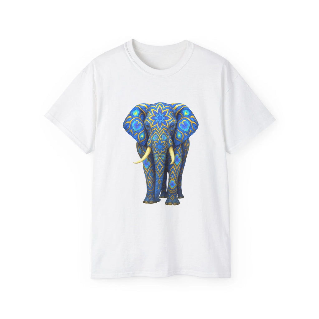 Blue Mandala Elephant Tee | Boho Animal Graphic Shirt