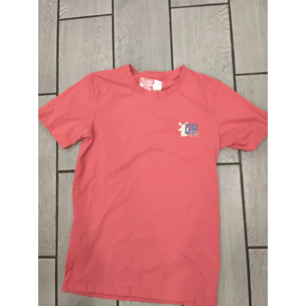 Dutch Bros Coffee Mens Medium Salmon Pink Graphic T-Shirt Windmill Logo 1992 Tee