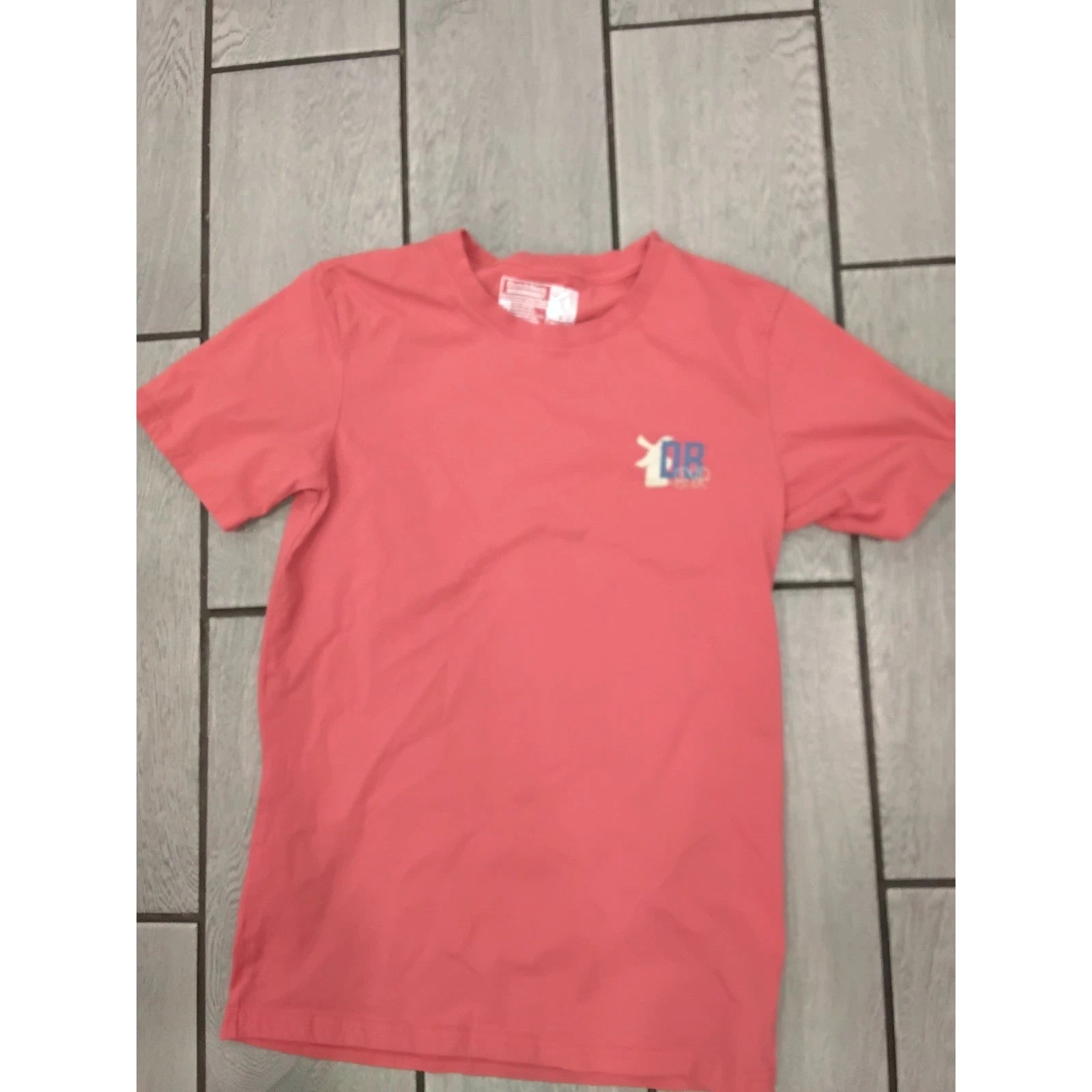 Dutch Bros Coffee Mens Medium Salmon Pink Graphic T-Shirt Windmill Logo 1992 Tee