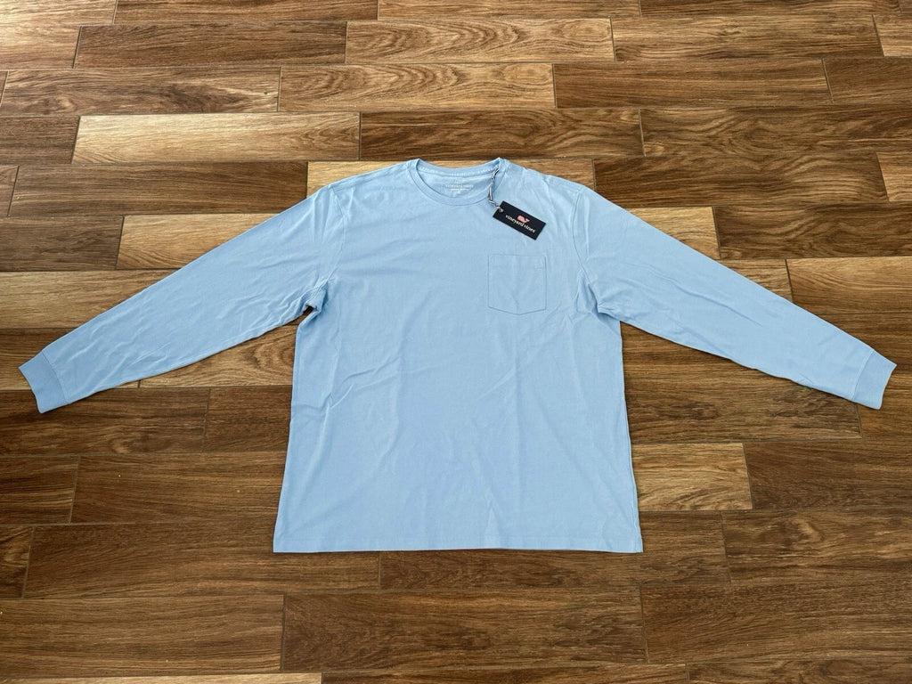 NEW WITH TAGS Men’s Vineyard Vines Blue Long Sleeve T-Shirt XL Pocket Shirt