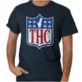 Funny Marijuana Stoner THC Athlete 420 Humor Womens or Mens Crewneck T Shirt Tee