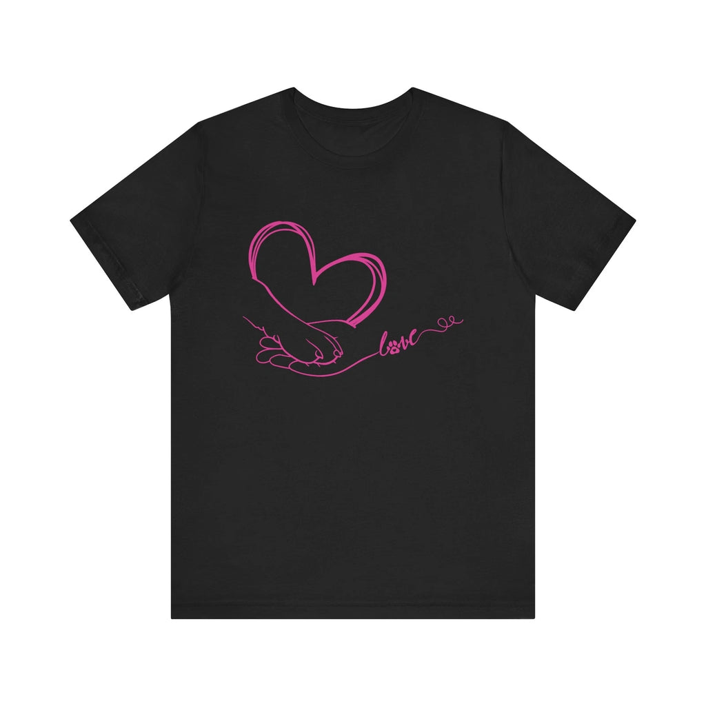 Minimalist Hand and Paw Heart Tee for Dog Cat Lovers Valentine Gift Pet T-Shirt