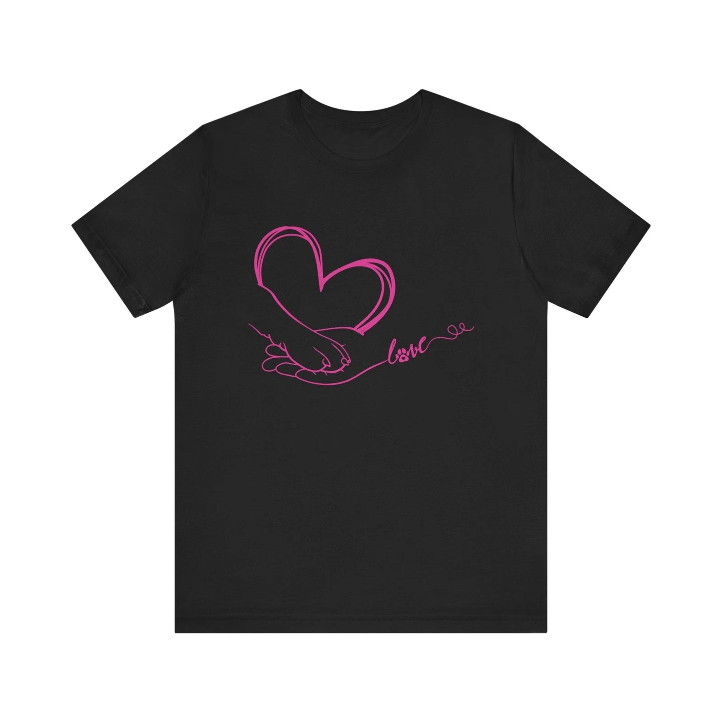 Minimalist Hand and Paw Heart Tee for Dog Cat Lovers Valentine Gift Pet T-Shirt