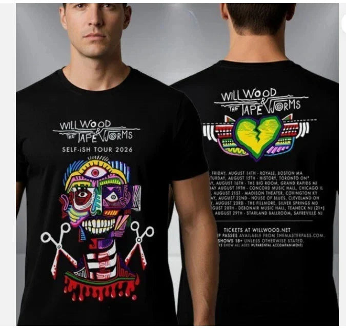 Will Wood Self-ish Tour 2026 T-Shirt Two Sided Dates Concert Tee - NEW