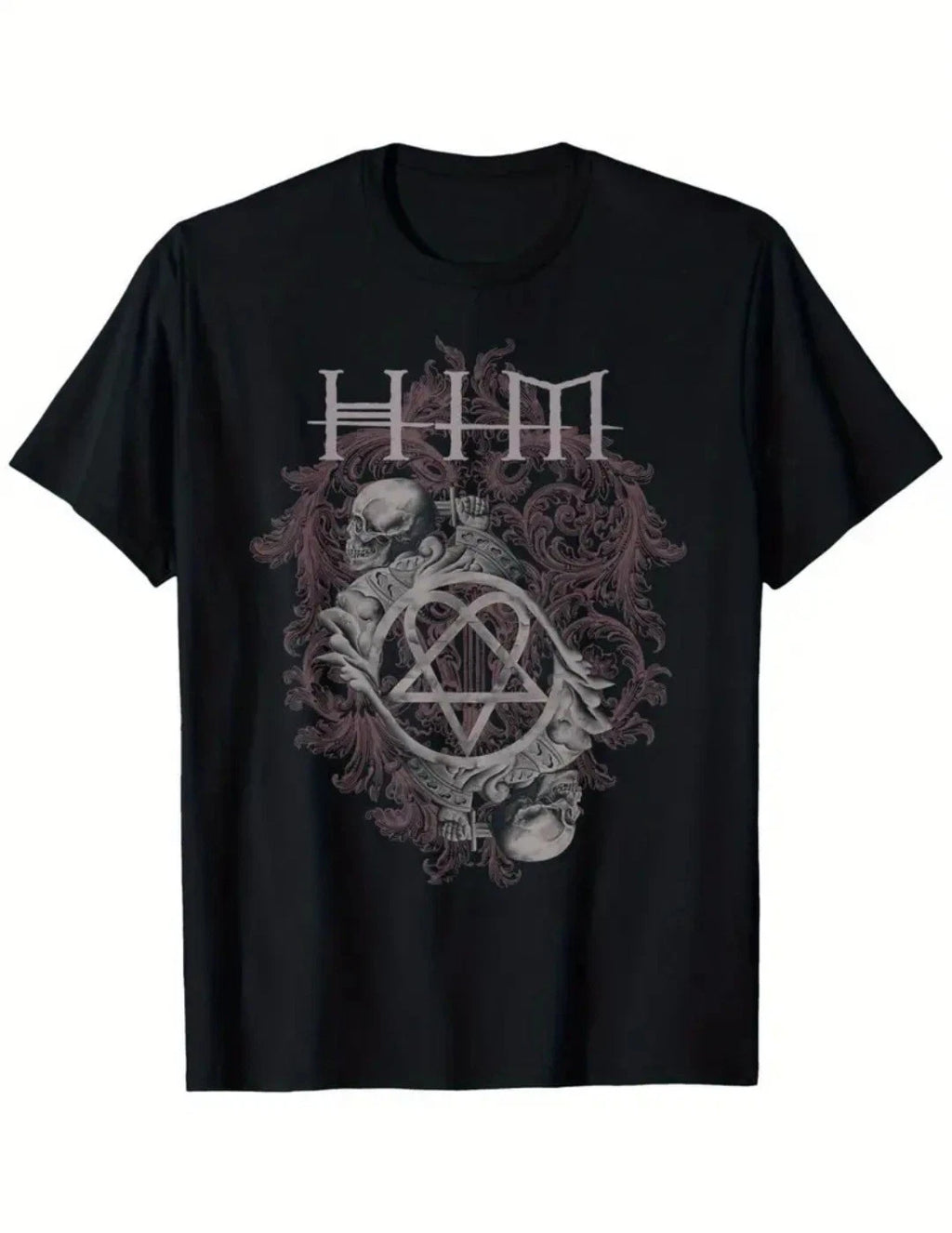 HIM Heartagram Band T-Shirt Men's Large Black Skull Graphic Ville Valo Goth Rock