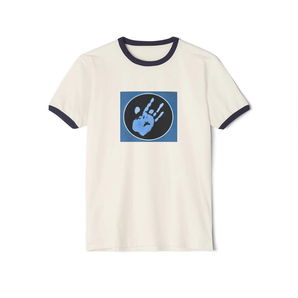 Retro Hand Print Unisex Cotton T-Shirt, Casual Stylish Everyday Shirt