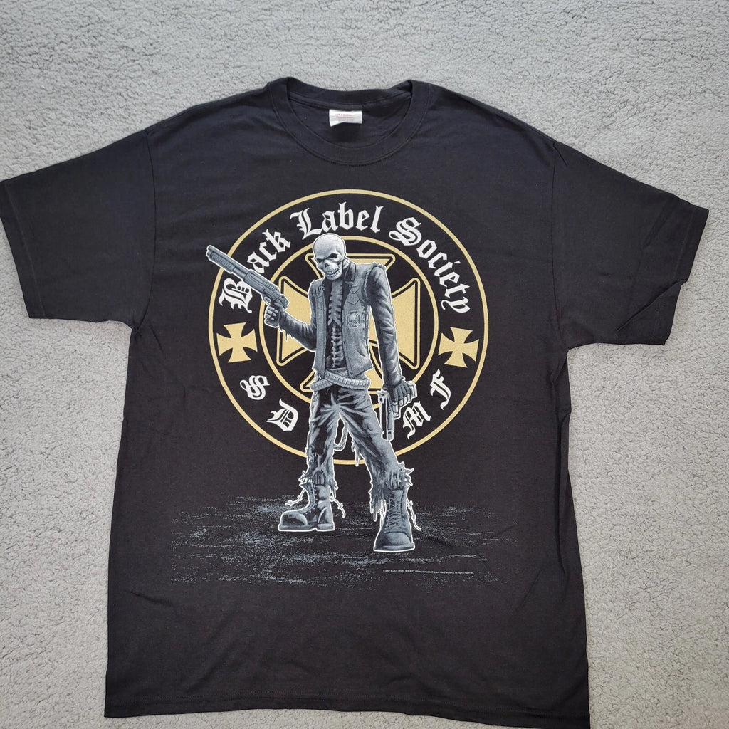 Vintage Black Label Society Shirt Mens Large SDMF Skeleton Gun Y2K 2007 Band Tee