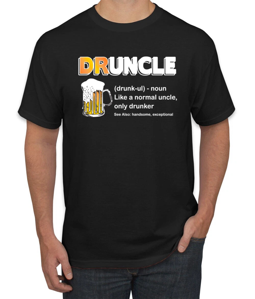Drunkle Funny Drunk Uncle Definition Normal But Drunker Drinking Men Tshirt