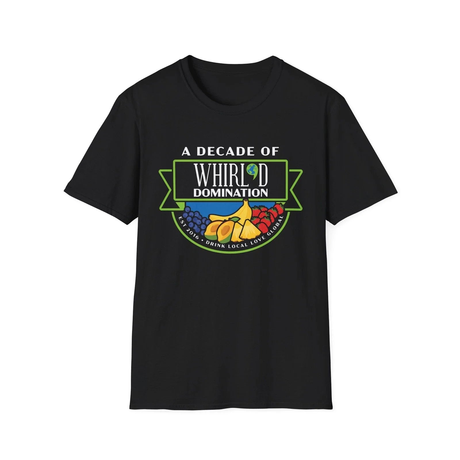 Beautiful Whirl'd Eatery T-Shirt | Whirl'd Domination Smoothies Tee