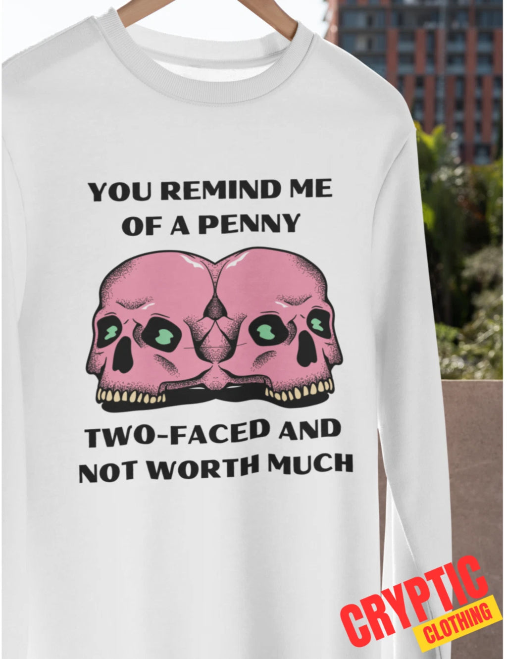 Offensive Funny Two-Faced Skull Graphic T-SHIRT Sarcastic Rude Quote Mean Insult