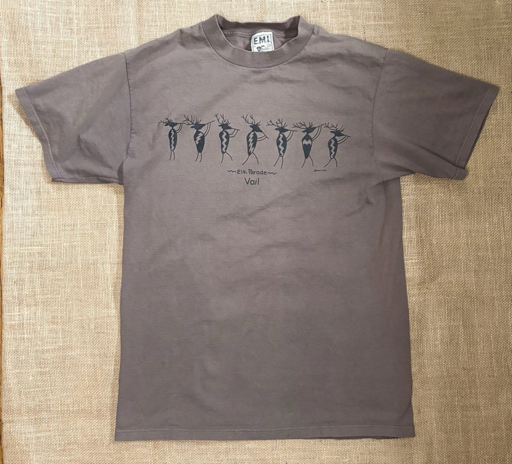 Vintage EMI Elk Dance Vail Tee T Shirt Size Large Light Brown Southwestern Boho
