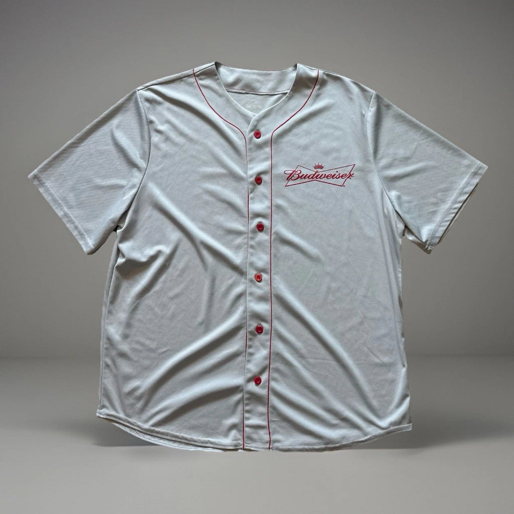 Official Budweiser #76 Vintage Baseball Jersey Gray Mens XL Anheuser Busch