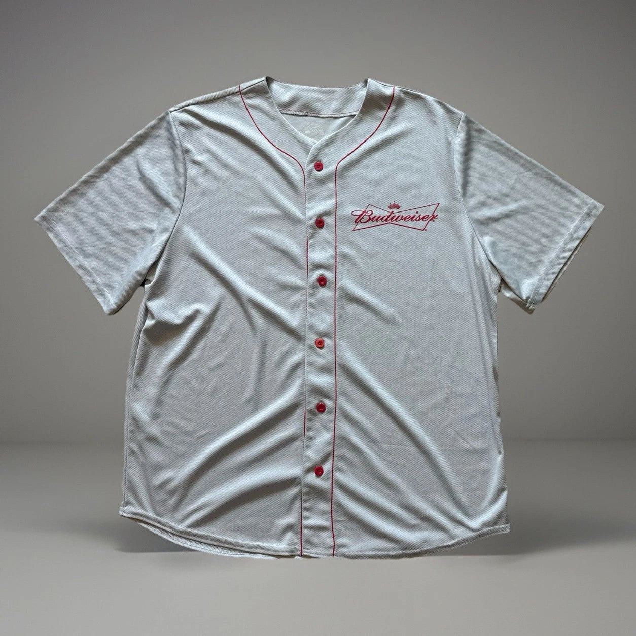 Official Budweiser #76 Vintage Baseball Jersey Gray Mens XL Anheuser Busch