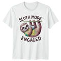Sloth Mode Engaged T-Shirt Funny Animal Pun Lazy Sloth Graphic Tee