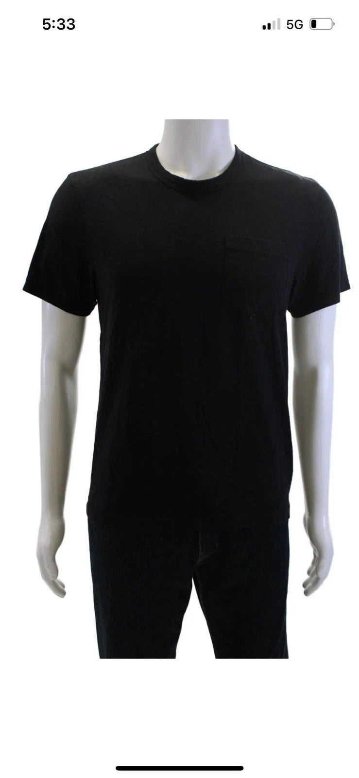 James Perse Men's s/s black tee shiert new crow neck