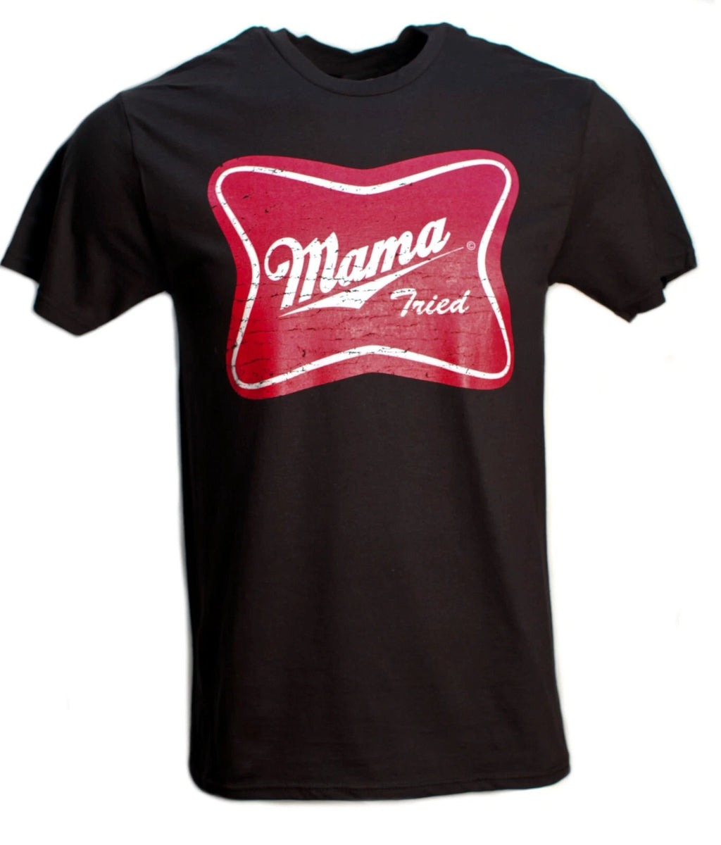 Mama Tried Black Distressed Logo Country Music T-shirt S-3XL