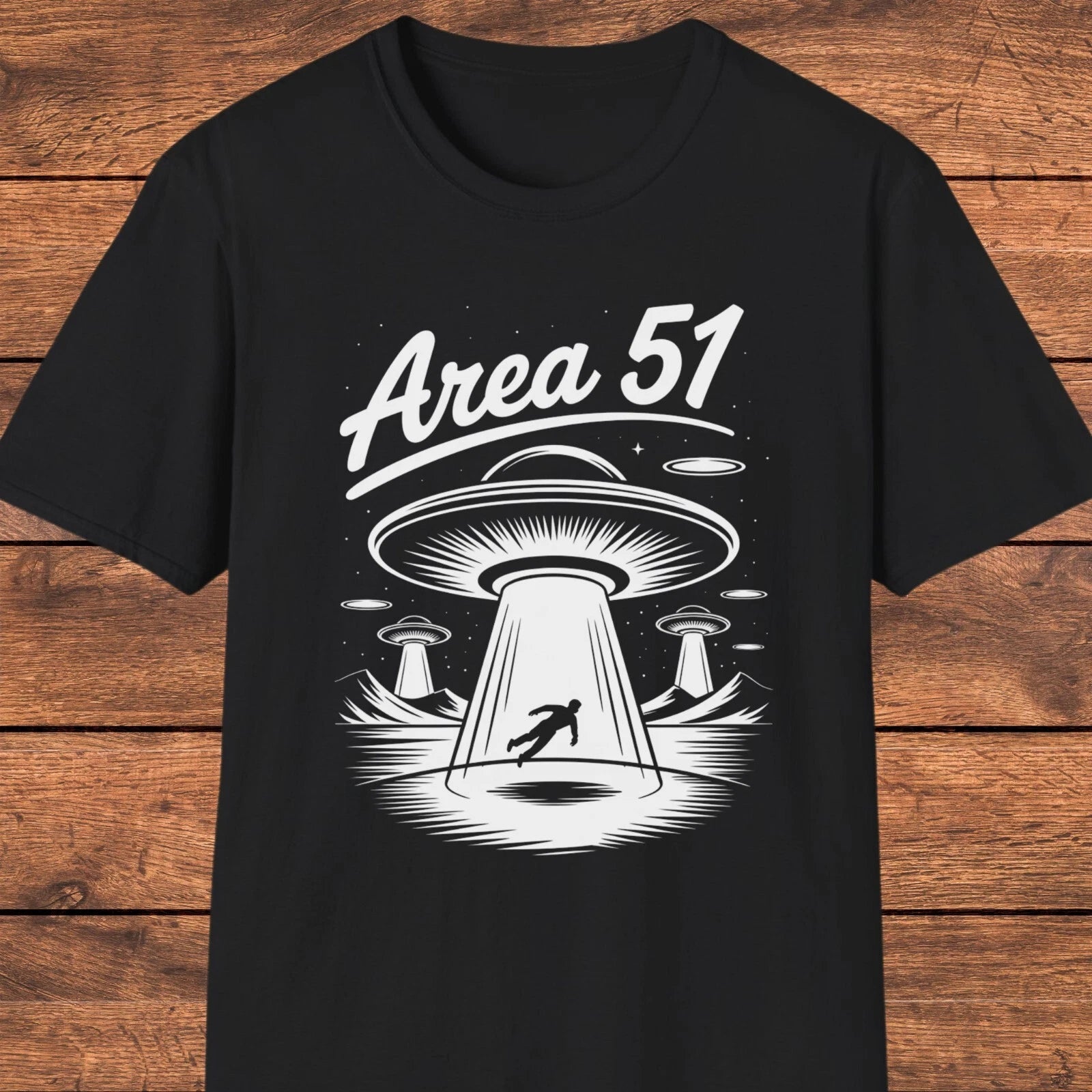 Area 51 T-Shirt, Alien Abduction, UFO Graphic, Retro Sci Fi Tee, Secret Base