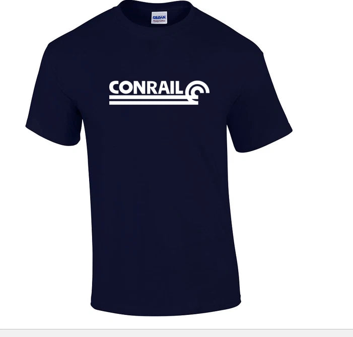 White Conrail Logo on Navy Blue T-shirt Defunct Railroad Train Company 80s Shirt