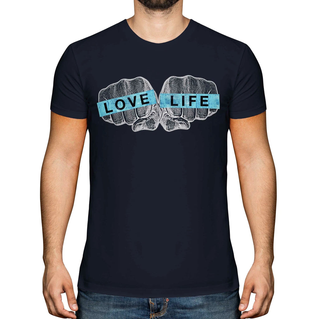 LOVE LIFE KNUCKLES PRINTED MENS FASHION T-SHIRT SLOGAN TOP HIPSTER SWAG TRENDY