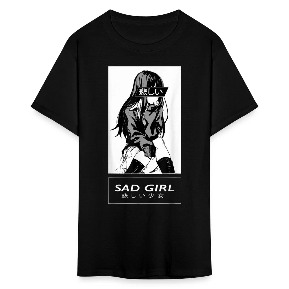 Sad Anime Emo Girl - Aesthetic Vaporwave Anime Otaku Sadness Introvert T-Shirt