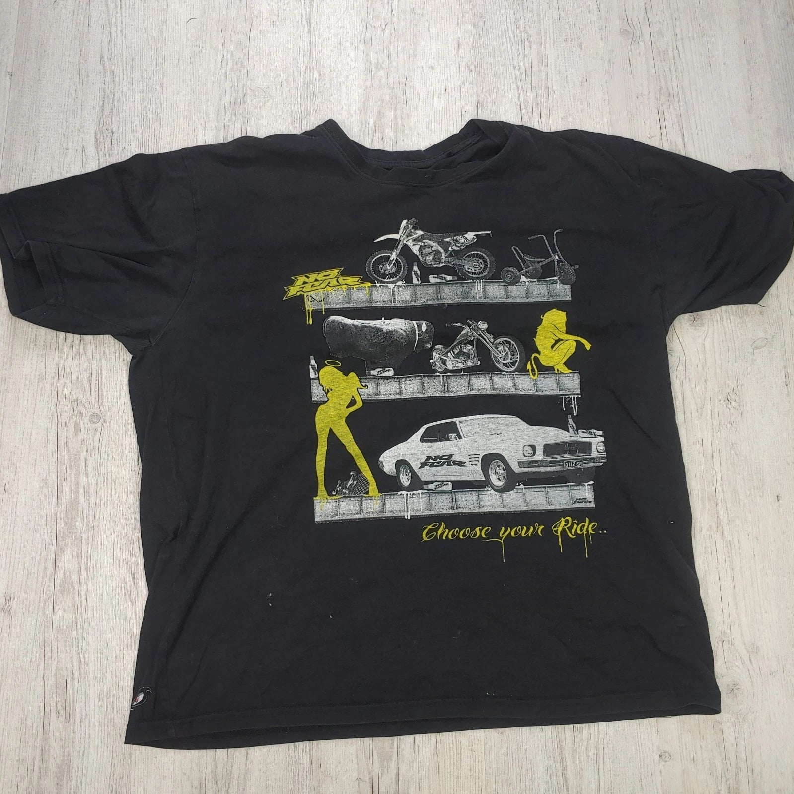 No Fear Choose Your Ride Graphic T-Shirt Size XL Motorsport Streetwear Black