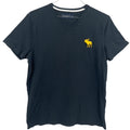 Abercrombie & Fitch Mens Black V-Neck Soft AF Tee Tshirt Yellow Moose Logo L