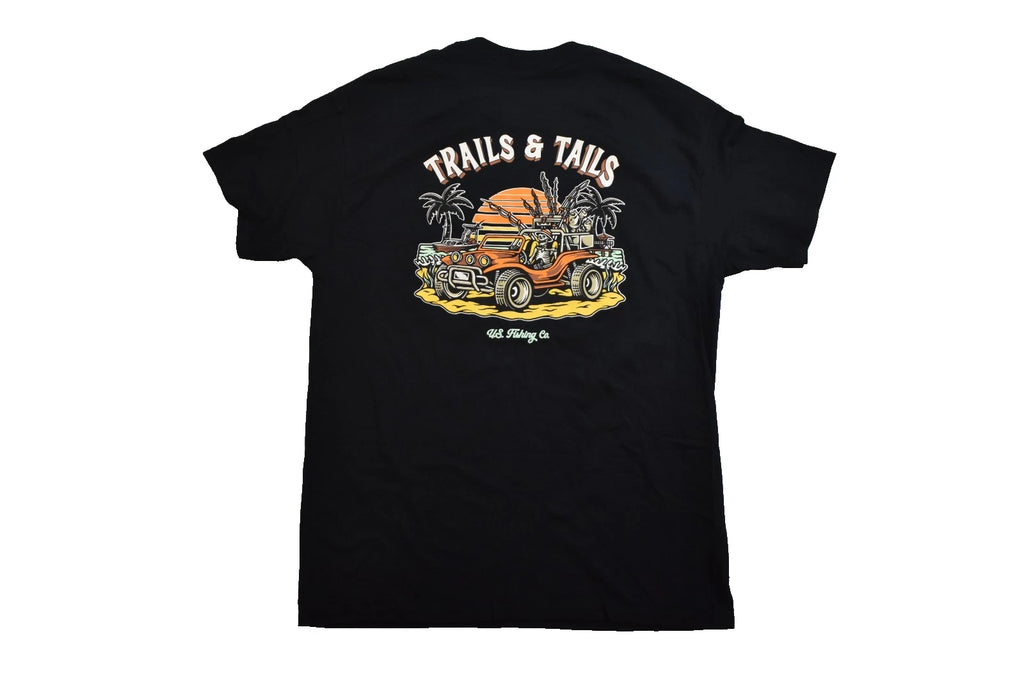 US Fishing Co Mens U.S. Fishing Trails & Tails Black Shirt New S-3XL