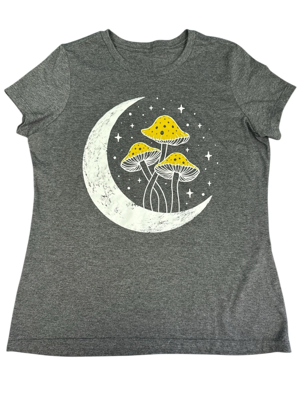 Celestial Moon and Mushrooms T-Shirt Boho Aesthetic Tee Medium