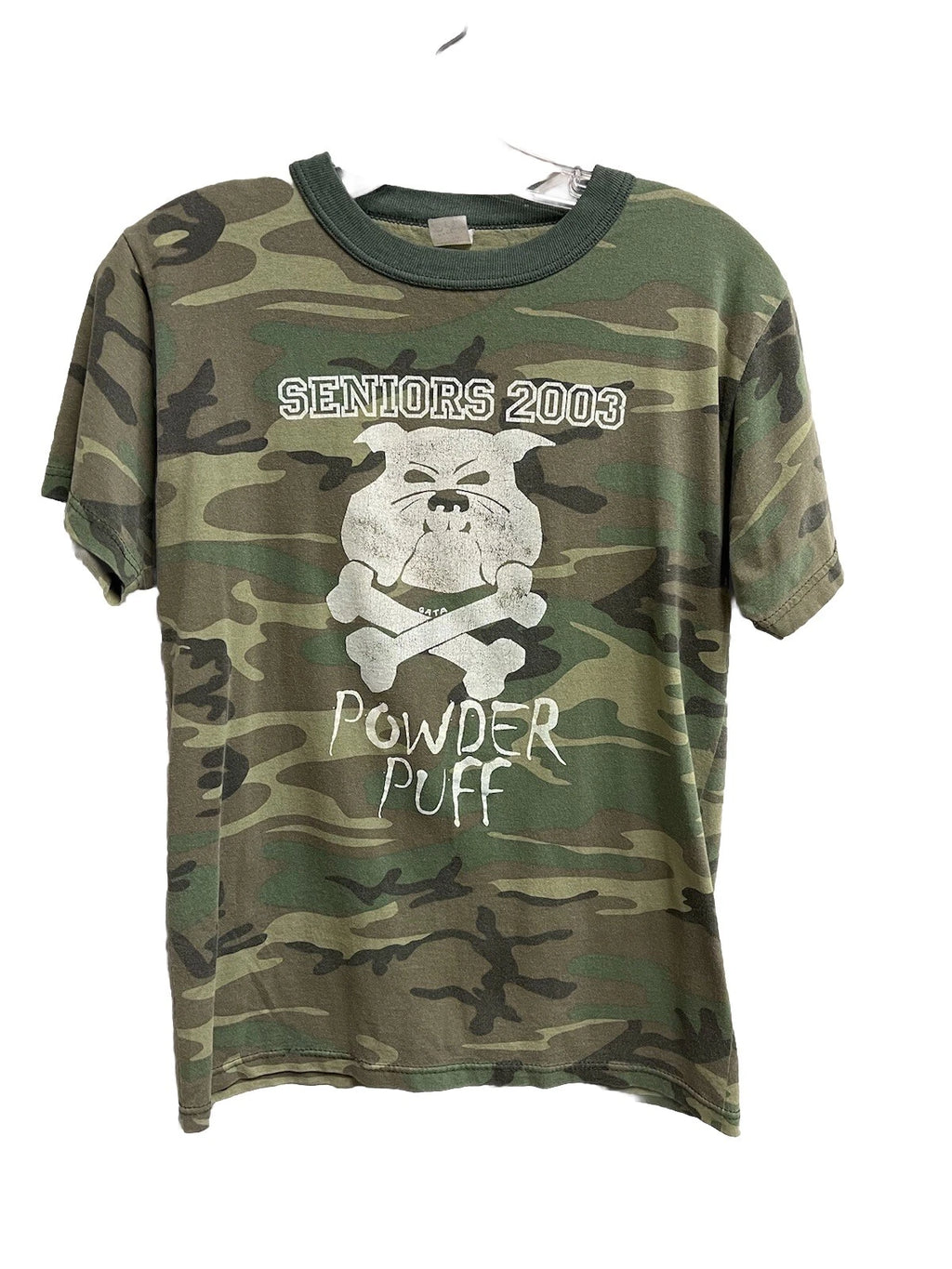 Vintage Y2K Camo tshirt 2003 Seniors Powder Puff Private Johnson S/M
