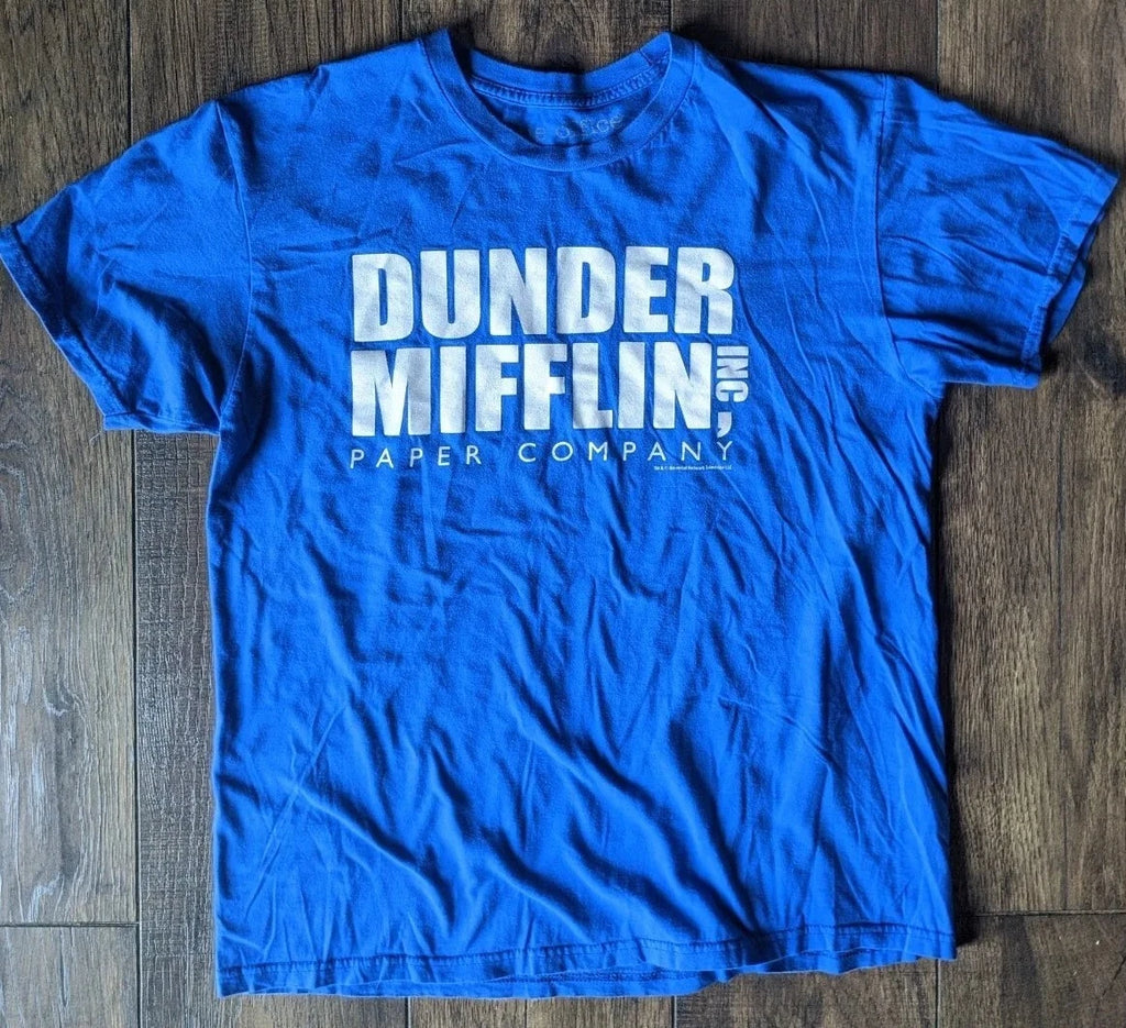 The Office Dunder Mifflin Graphic T-Shirt Adult Large Blue Short Sleeve Men’s