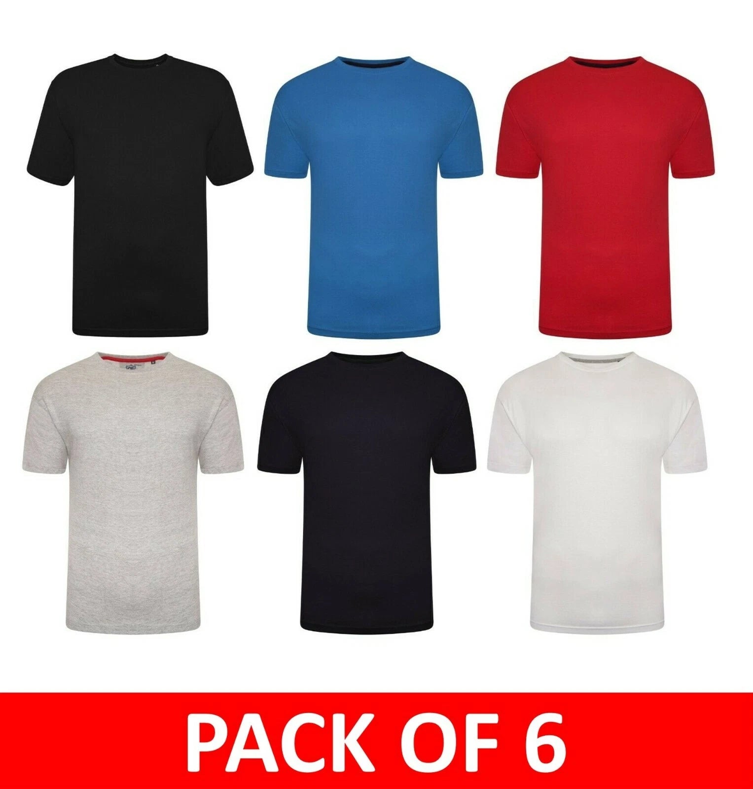 Mens Pack of 6 & Pack of 2 T Shirt Cargobay Plain Crew Neck Cotton Tee Shirt Top