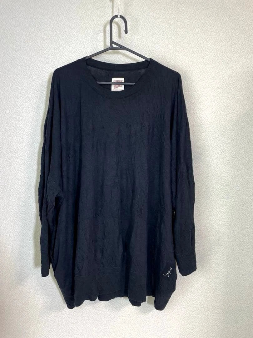 Yamamoto Japanese Designer Long T-shirt, Houndstooth Jacquard, Black, Size 3, U