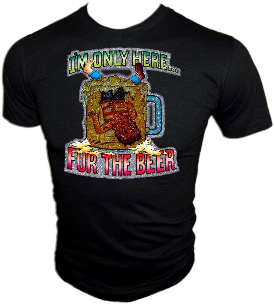 VTG 80's Here For BEER Dazed Confused movie Bud Party ORIG Iron-On NEW T-Shirt