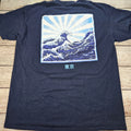 Blue Crown Shirt Men Large Blue Japanese Art Wave Graphic Tee Short Sleeve Adult