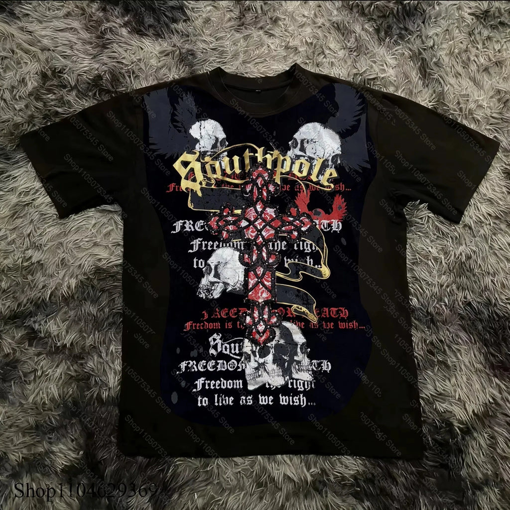 Men’s Southpole Style Graphic T-Shirt Gothic Streetwear Y2K Print S–3XL