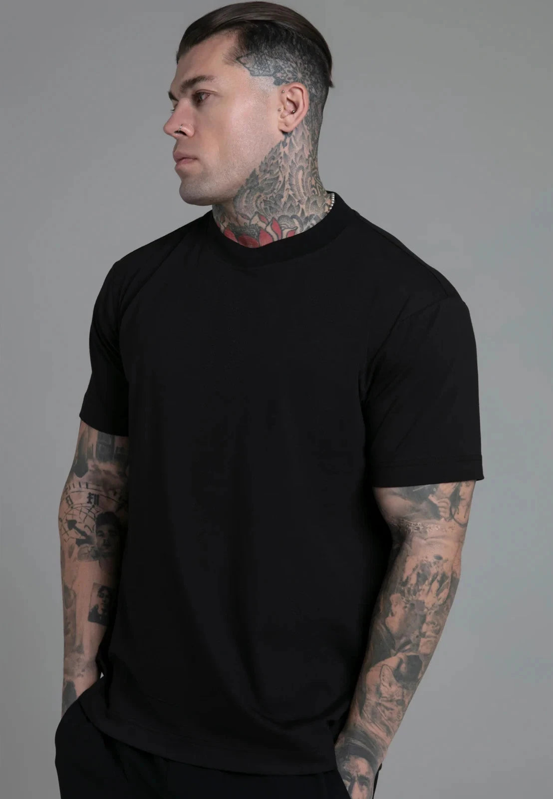 SikSilk Mens Black Pack of 2 T-Shirts Small