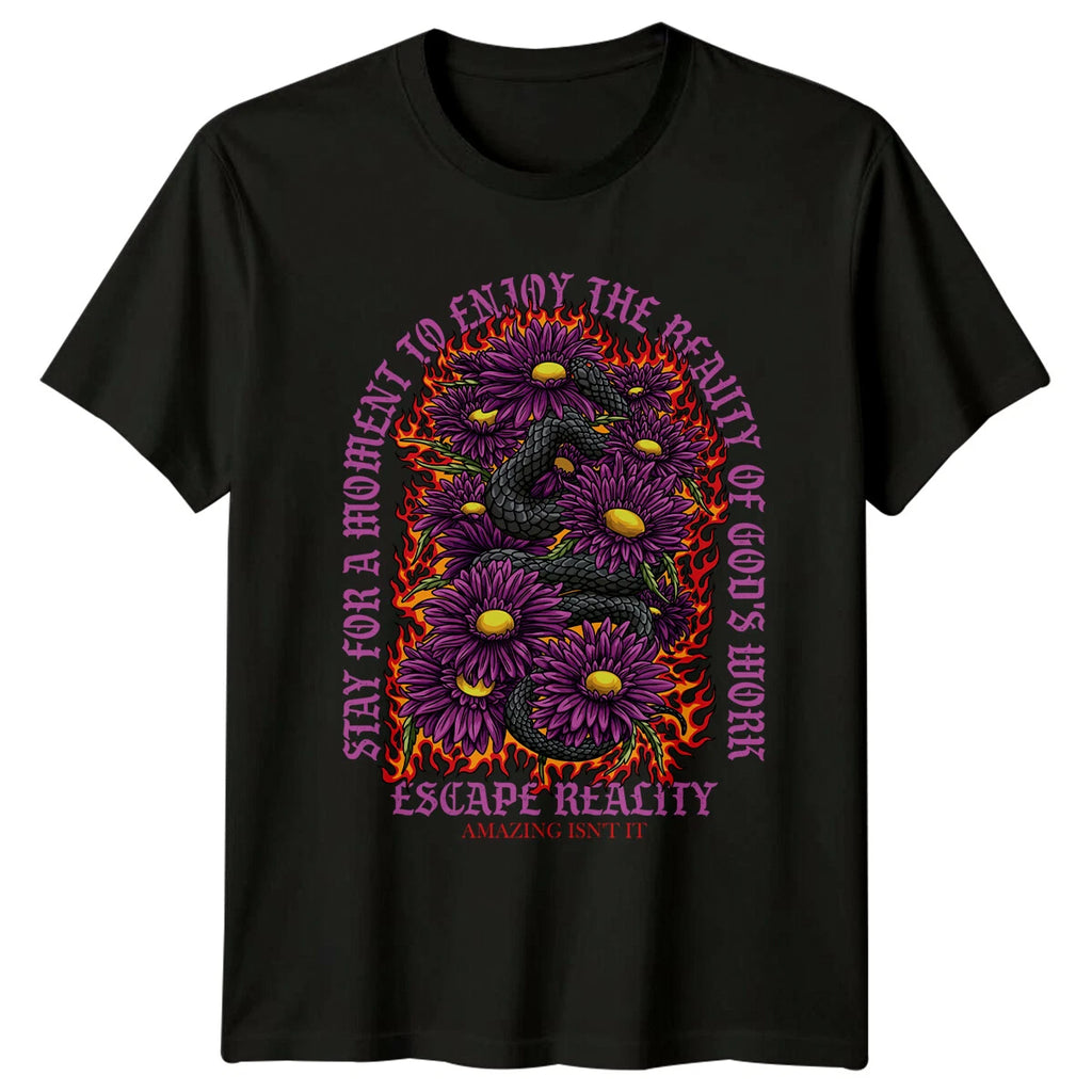 Snake Flower Spiritual Tee Escape Reality Mens Womens Graphic T-Shirt