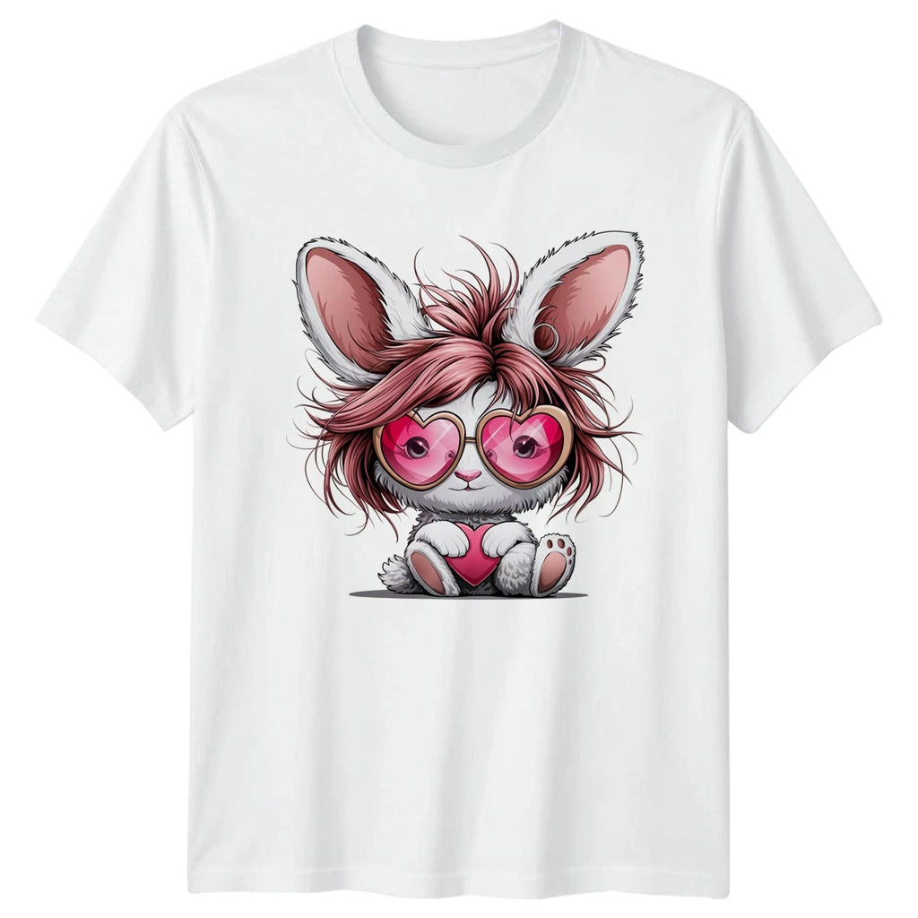 Bunny With Heart Sunglasses Women�s T-Shirt Men�s Tee Graphic Unisex Top