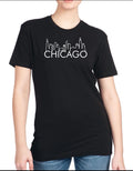 Minimalist Chicago skyline cut Vinyl Unisex Black T-shirt