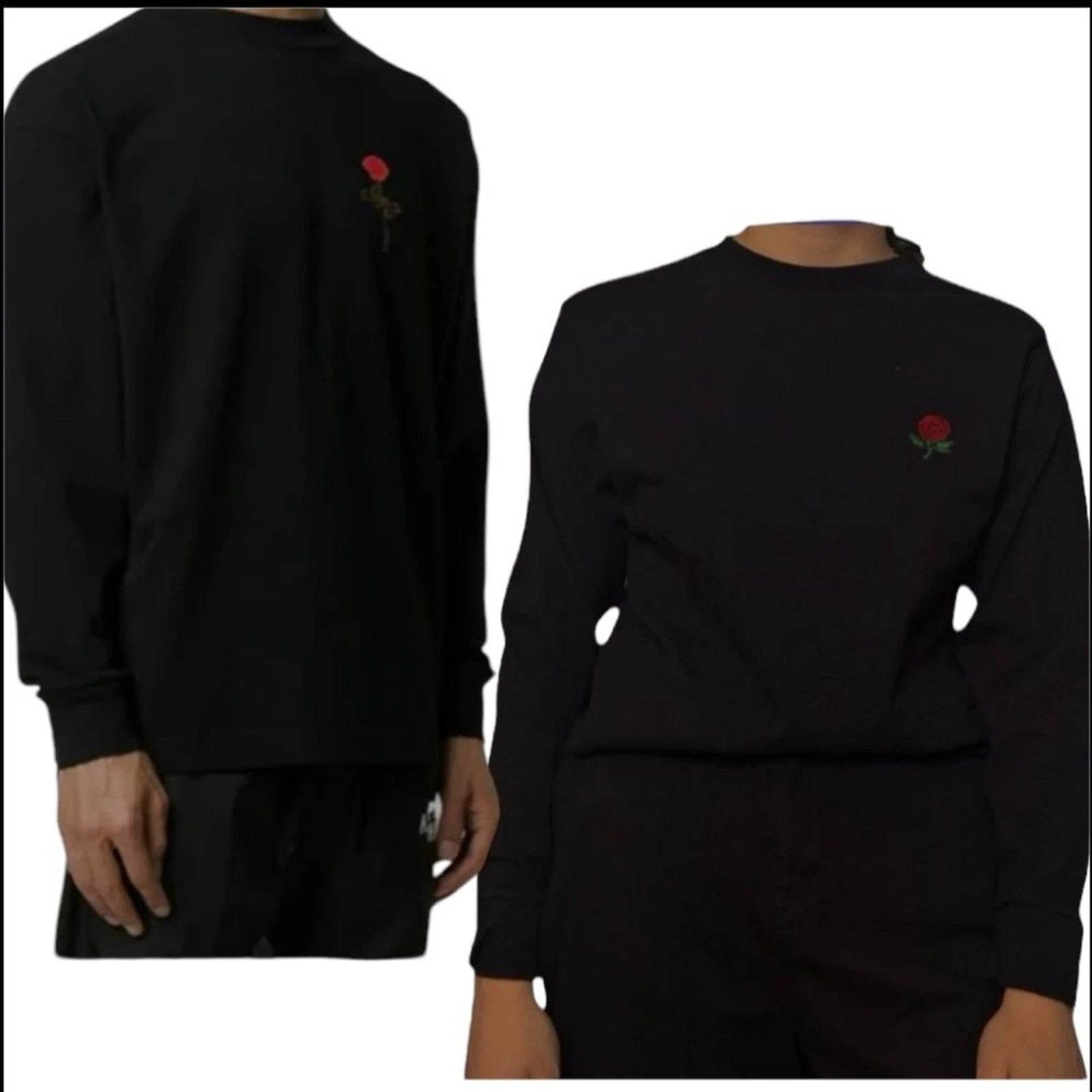 Eighty Eight Long Sleeve shirt printed rose size Medium black unisex trendy