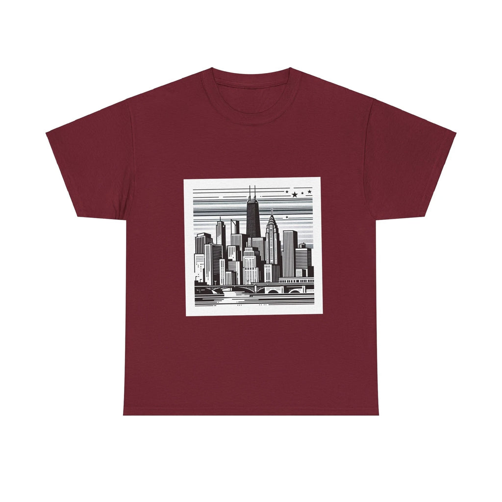 Urban Skyline Unisex Heavy Cotton Tee - Perfect Gift for City Lovers
