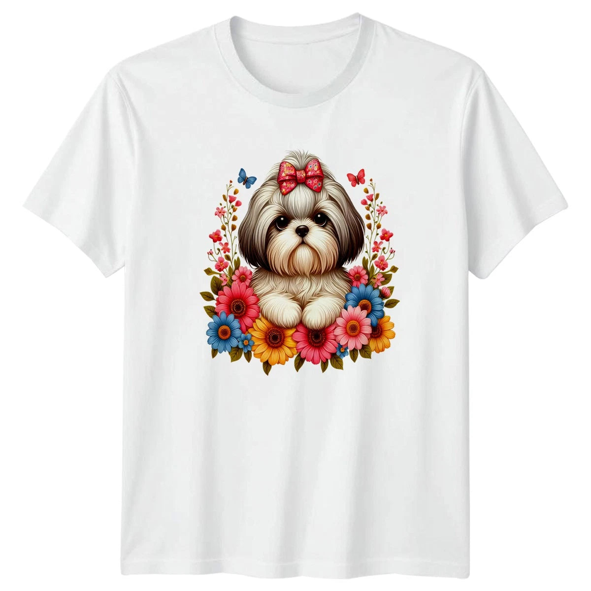 Cute Shih Tzu Dog With Big Womens T-Shirt Dog Breed Pet Animal Mothers Day Gift