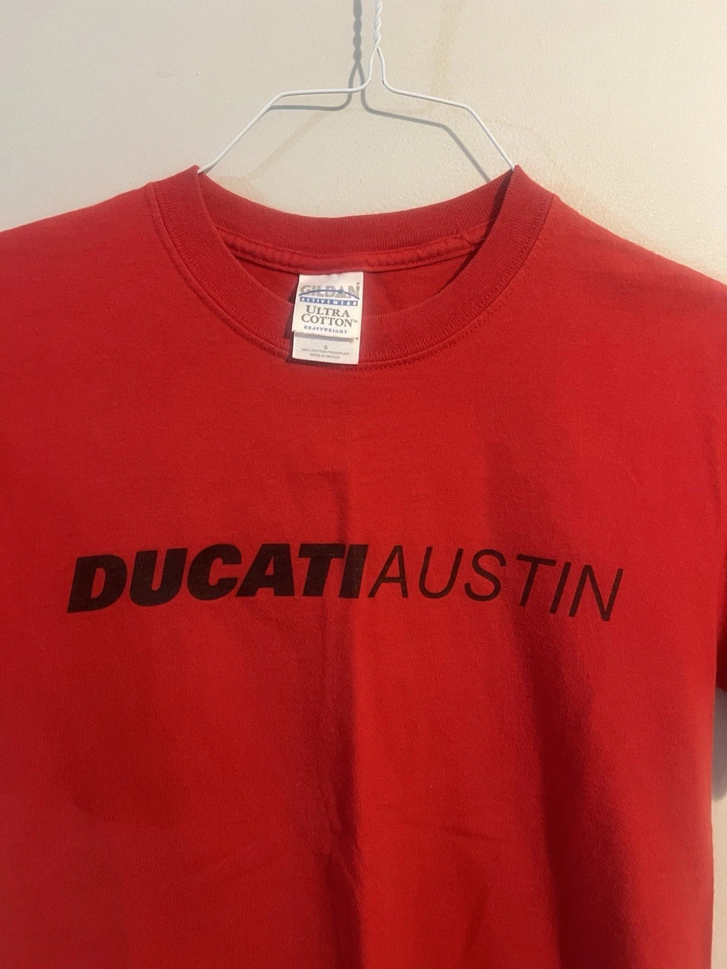 Vintage Y2K Ducati Austin Motorcycle Racing Double-Sided Graphic T Shirt Sz Sm