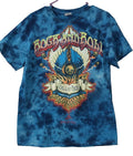 VTG Y2K Rock And Roll Mens T Shirt Medium Blue Tie Dye Short Sleeve Grunge