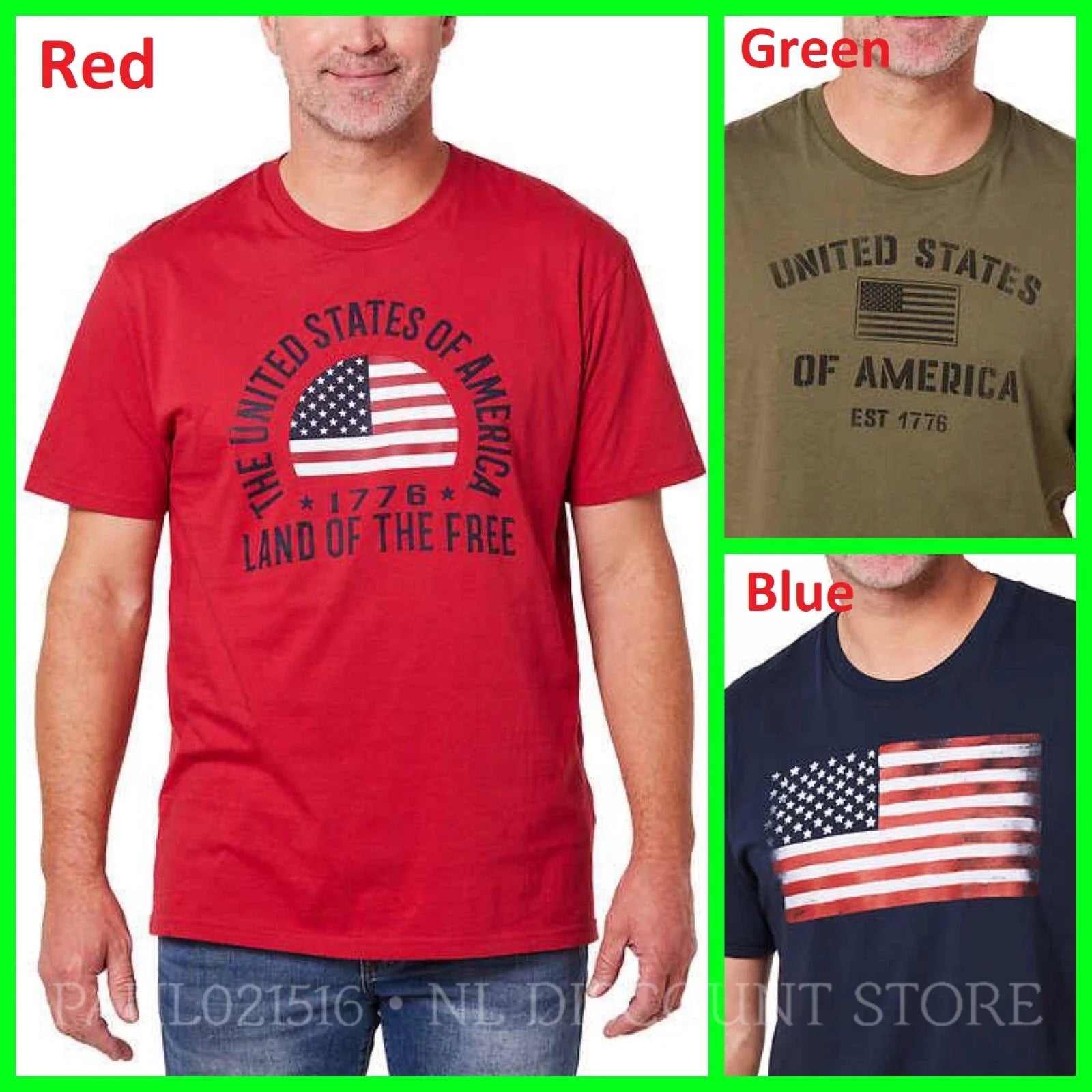 GENERAL STANDARD Men’s Americana T-Shirt 100% Cotton ~ MADE IN USA ~ XL XXL 3XL