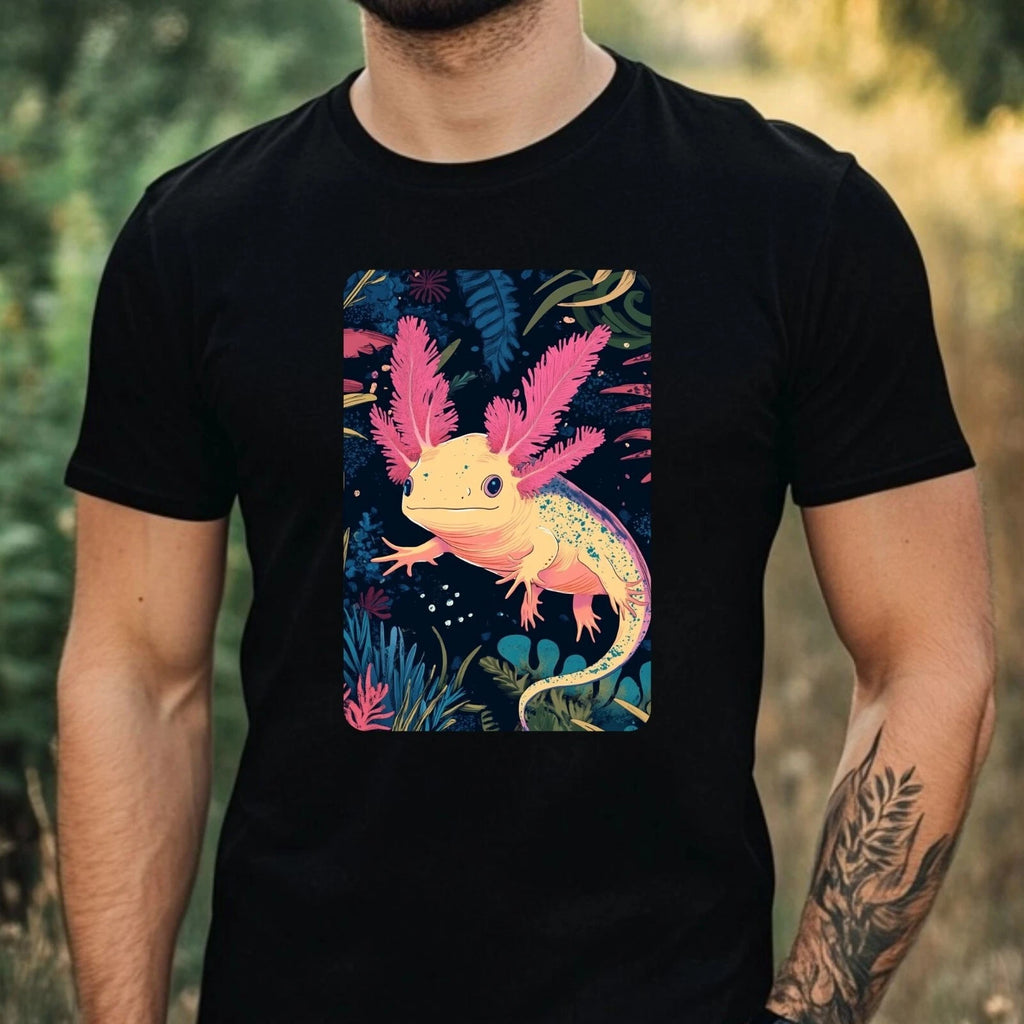 Mens Axolotl Pop Art Motif Cotton T-Shirt Size XS to 5XL