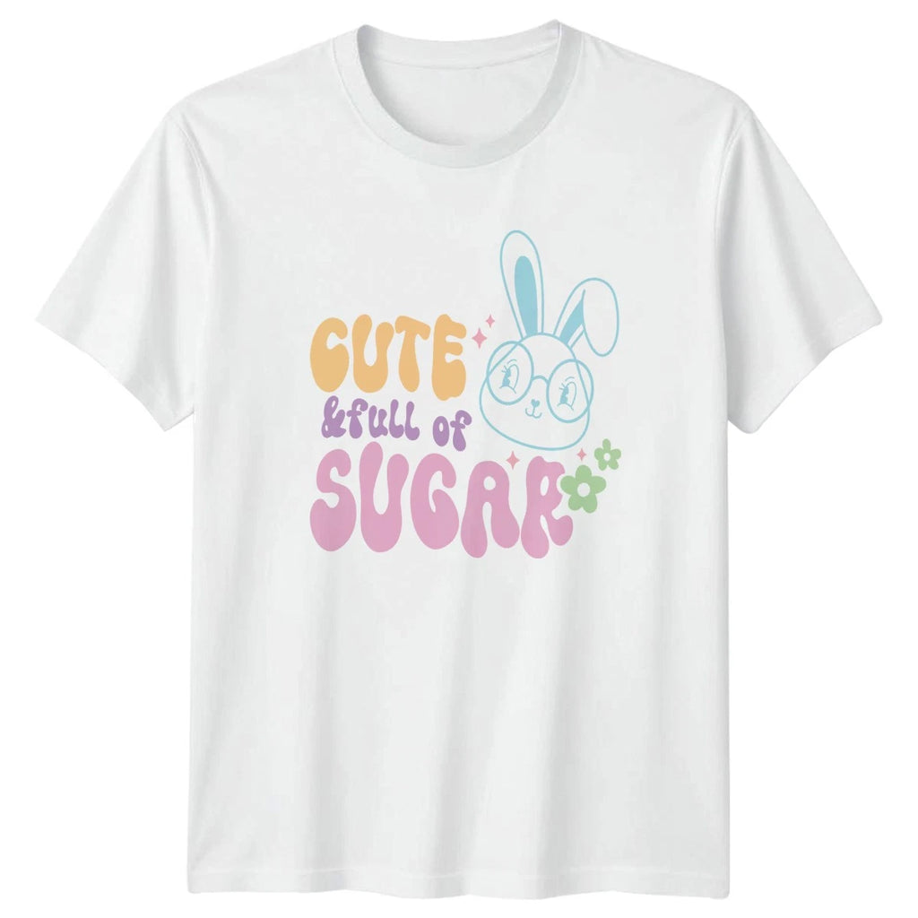 Cute & Full Of Sugar Womens T-Shirt Retro Bunny Easter Gift For Her