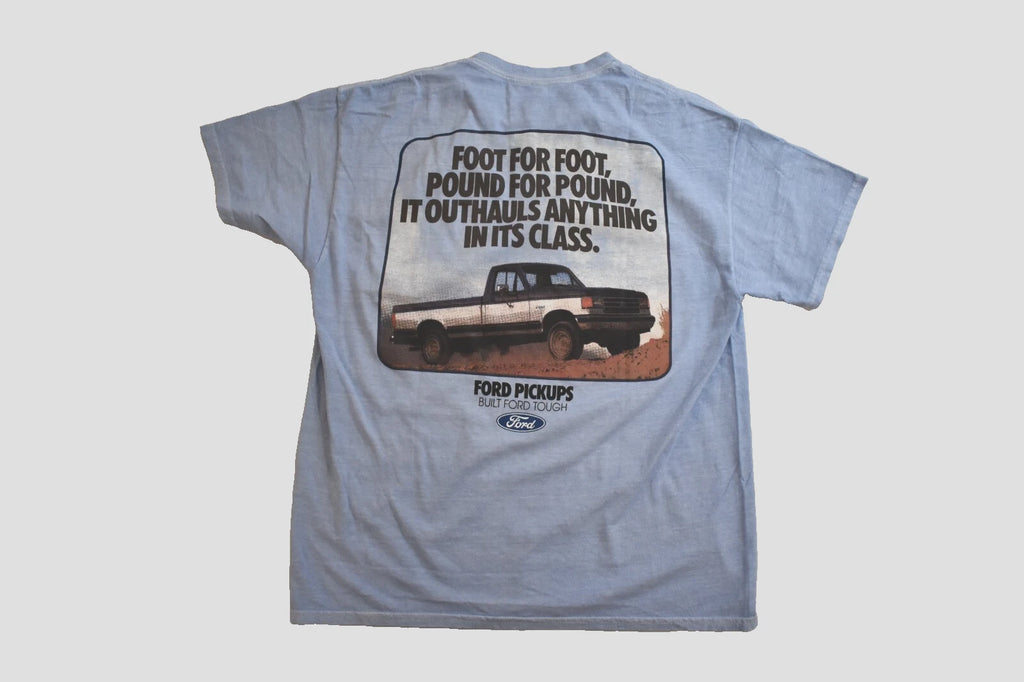 Ford Mens Ford Pickups Built Ford Tough Foot For Foot Blue Truck Shirt New S-XL