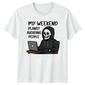 My Weekend Plans Avoiding People T-Shirt Introvert Humor Skeleton