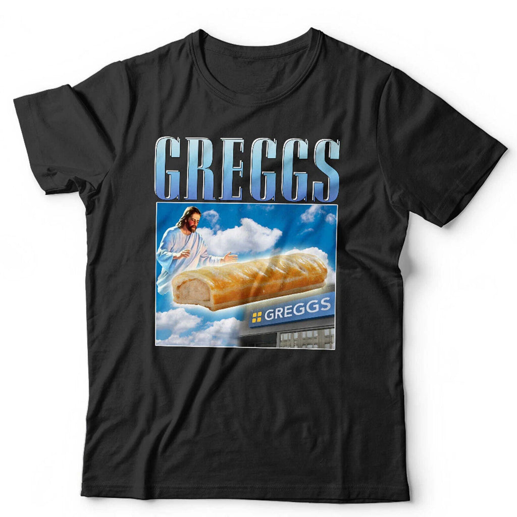 Greggs Tshirt Appreciation Unisex & Kids Funny Sausage Roll Jesus Pasty Present